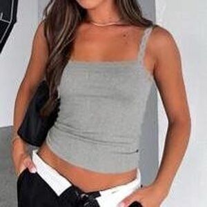 SHEIN Gray Sleeveless Crop Camisole Tank Top